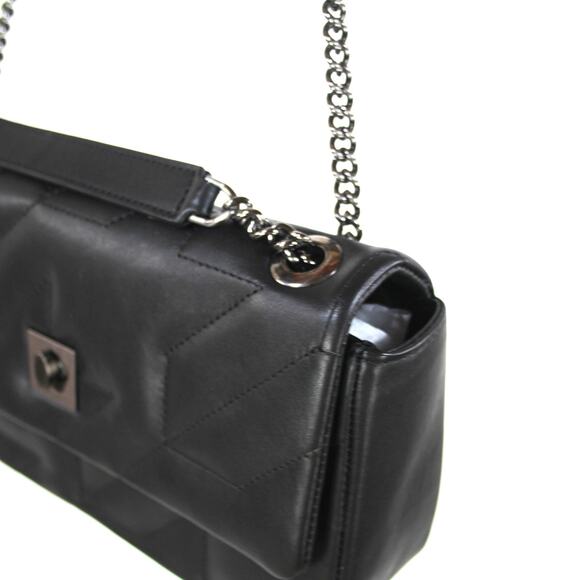 Anine Bing Black Quilted Houndstooth Chainlink Rectangle Shoulder Bag NEW Flap - Picture 3 of 7